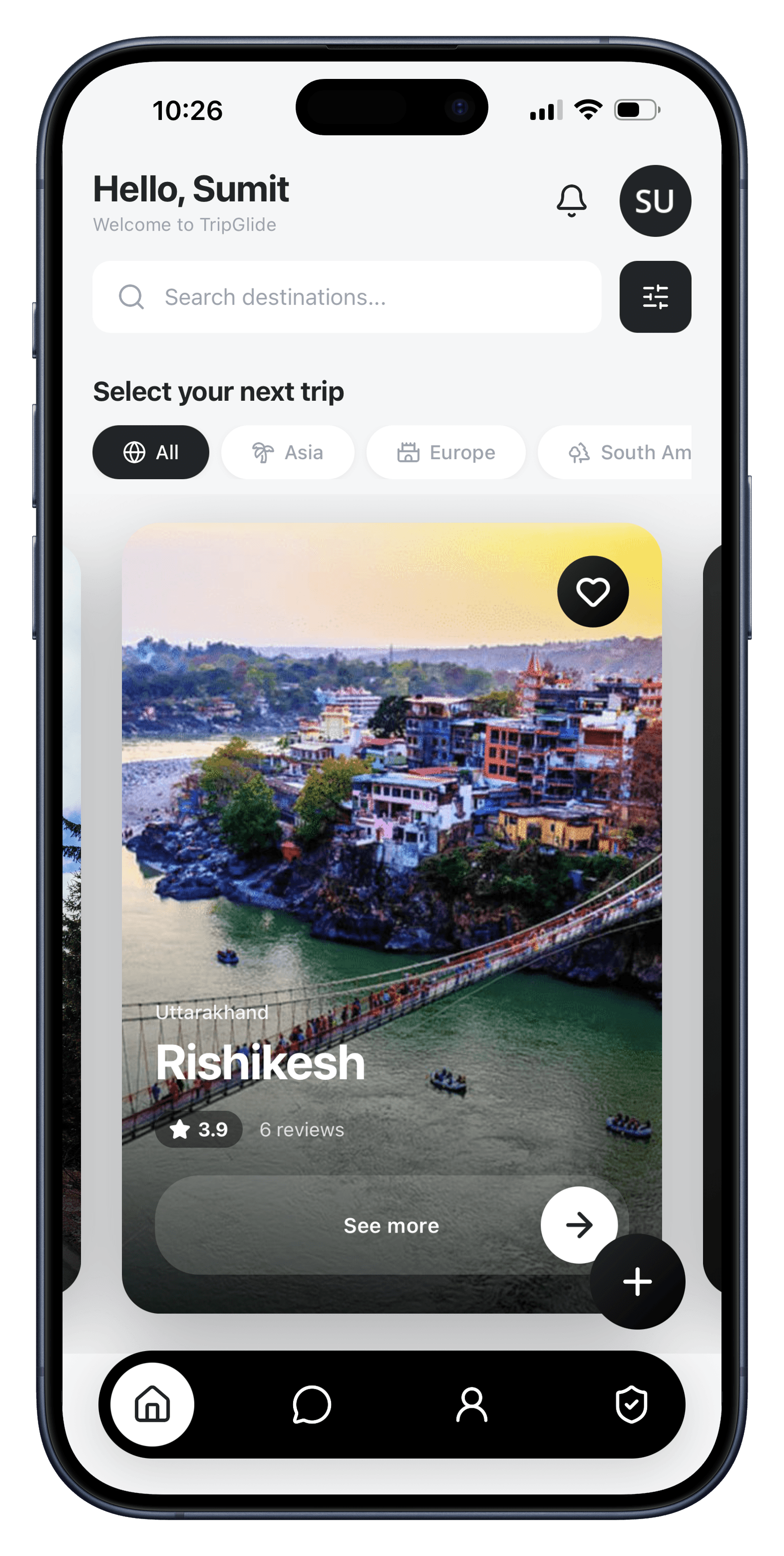 TripGlide home: destinations, public trips nearby, and the next one you join.